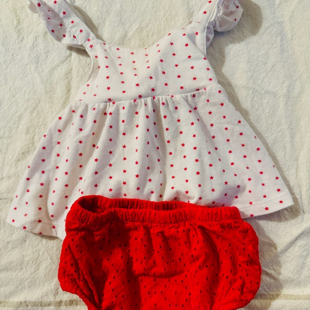 12 months girl red star two piece